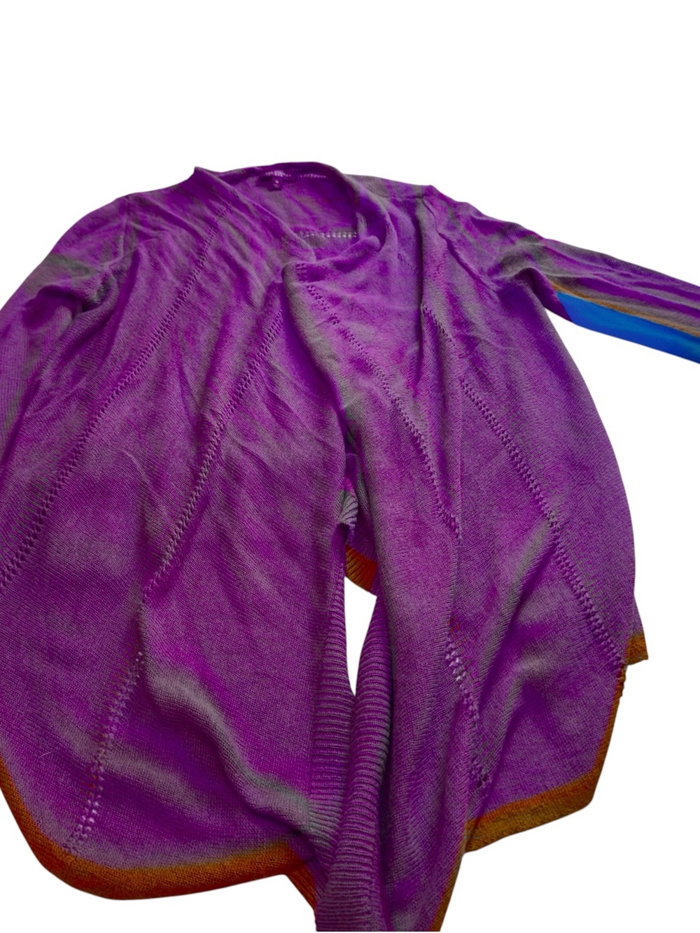 The Limited Purple Wool Blend Waterfall Open Front Cardigan Sweater Medium EUC - Picture 5 of 9